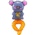 Balon din Folie Metalizata, Flippy, Figurine Animalute, Tip Bratara, Model Soricel, Ambalaj Individual, Pai Inclus,