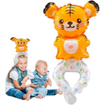 Balon din Folie Metalizata, Flippy, Figurine Animalute, Tip Bratara, Model Tigru, 17x34 cm, Ambalaj Individual, Pai
