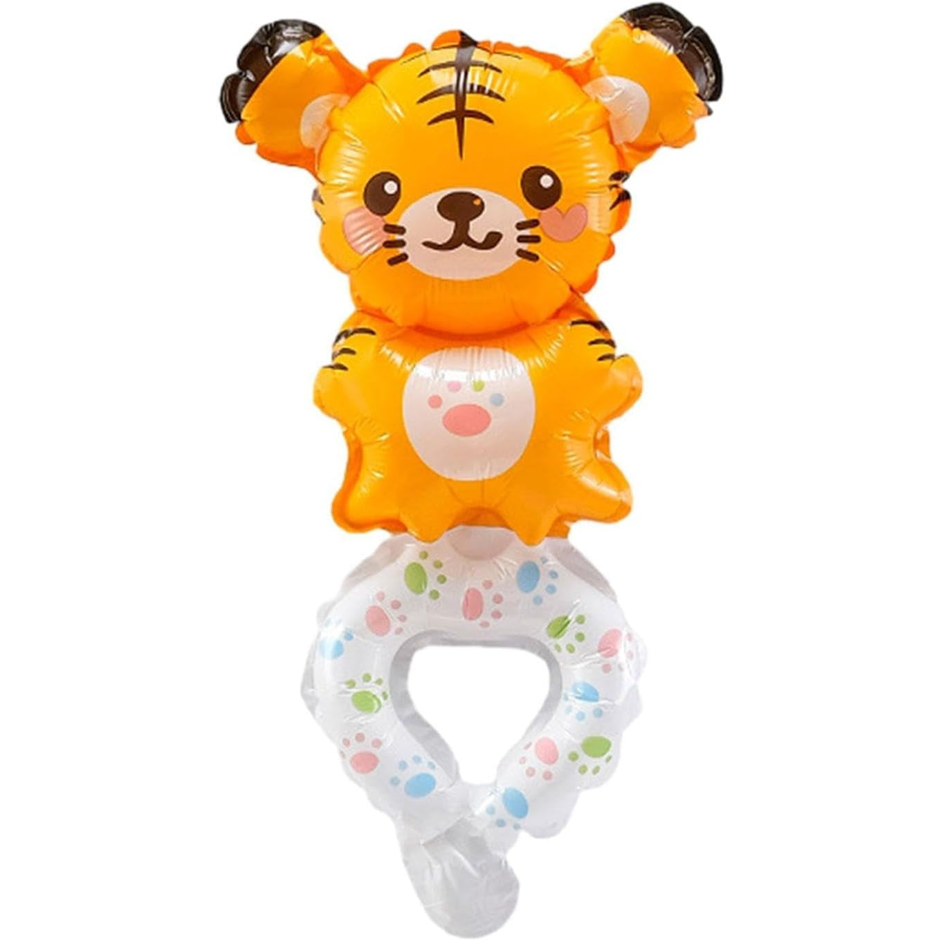 Balon din Folie Metalizata, Flippy, Figurine Animalute, Tip Bratara, Model Tigru, 17x34 cm, Ambalaj Individual, Pai
