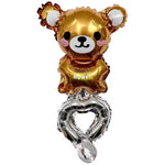 Balon din Folie Metalizata, Flippy, Figurine Animalute, Tip Bratara, Model Ursulet, Ambalaj Individual, Pai Inclus,
