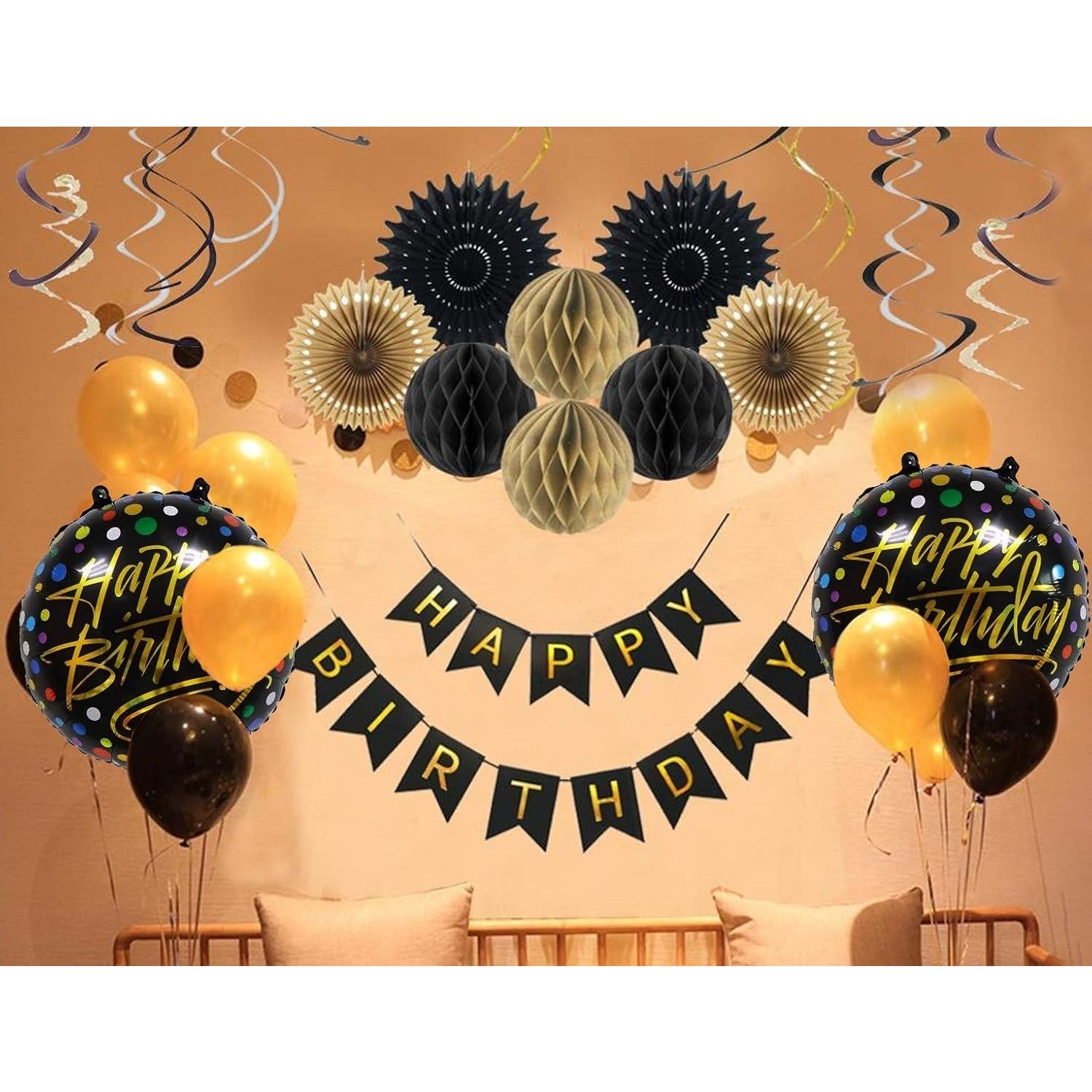 Balon din Folie Metalizata, Flippy, Figurine, Model 3, Happy Birthday, Tematica Aniversare, 45 cm, Ambalaj Individual,