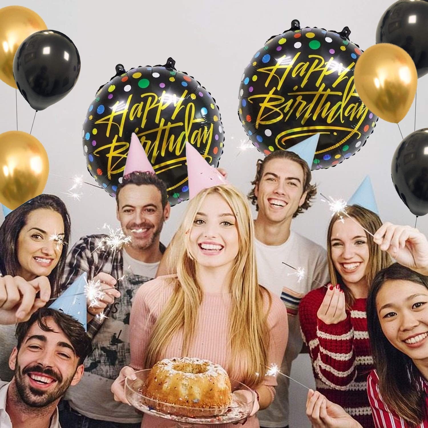 Balon din Folie Metalizata, Flippy, Figurine, Model 3, Happy Birthday, Tematica Aniversare, 45 cm, Ambalaj Individual,