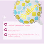 Balon din Folie Metalizata, Flippy, Figurine, Model 5, Happy Birthday, Tematica Aniversare, 45 cm, Ambalaj Individual,
