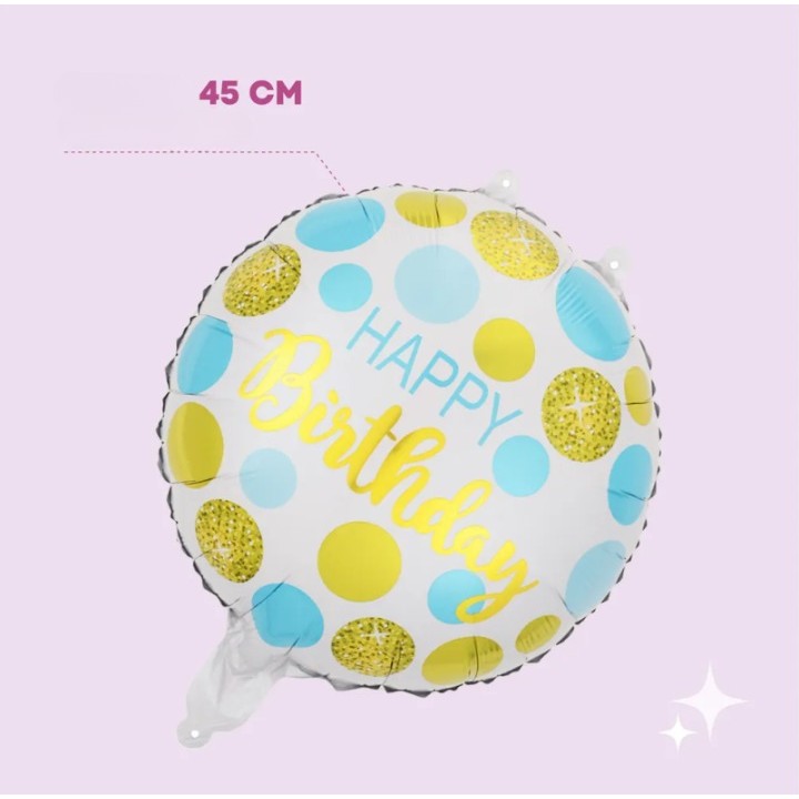 Balon din Folie Metalizata, Flippy, Figurine, Model 5, Happy Birthday, Tematica Aniversare, 45 cm, Ambalaj Individual,