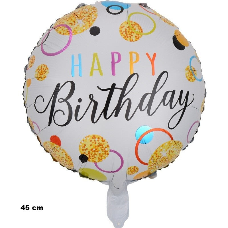 Balon din Folie Metalizata, Flippy, Figurine, Model 6, Happy Birthday, Tematica Aniversare, 45 cm, Ambalaj Individual,