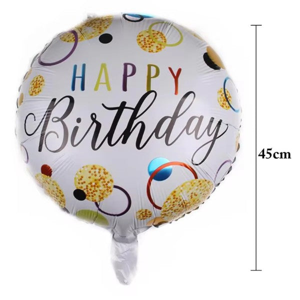 Balon din Folie Metalizata, Flippy, Figurine, Model 6, Happy Birthday, Tematica Aniversare, 45 cm, Ambalaj Individual,