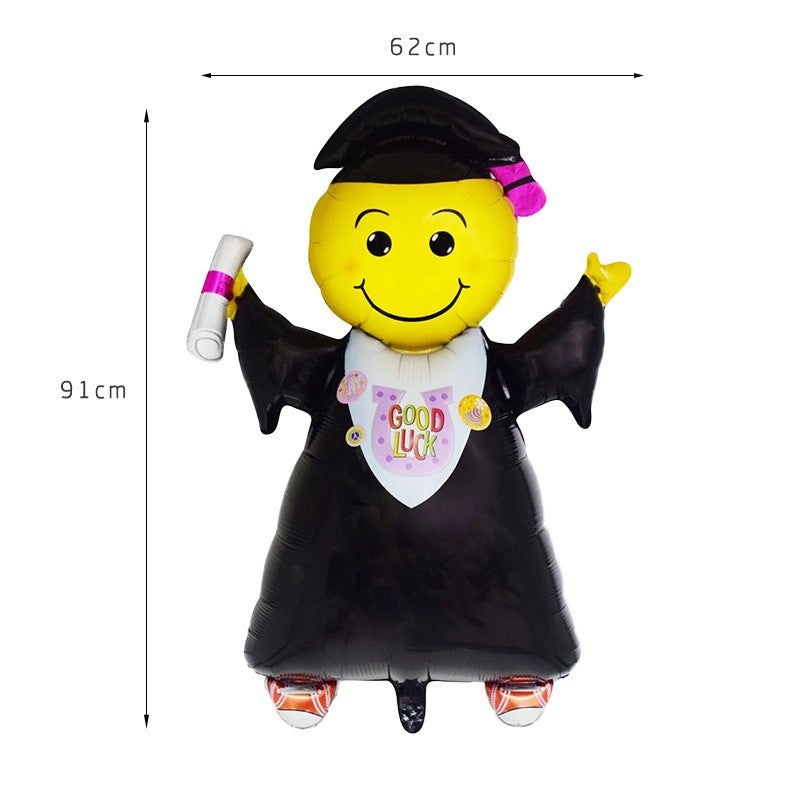 Balon din Folie Metalizata, Flippy, Figurina Absolvent, Tema Absolvire, 91x62 cm, Ambalaj Individual, Pai Inclus,