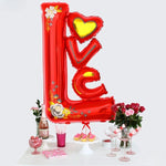 Balon din Folie Metalizata, Flippy, Figurine, Model LOVE, Tematica Iubire, 110x64 cm, Ambalaj Individual, Pai Inclus,