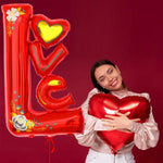 Balon din Folie Metalizata, Flippy, Figurine, Model LOVE, Tematica Iubire, 110x64 cm, Ambalaj Individual, Pai Inclus,