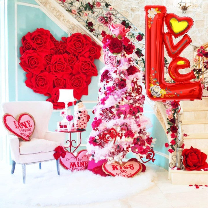 Balon din Folie Metalizata, Flippy, Figurine, Model LOVE, Tematica Iubire, 110x64 cm, Ambalaj Individual, Pai Inclus,