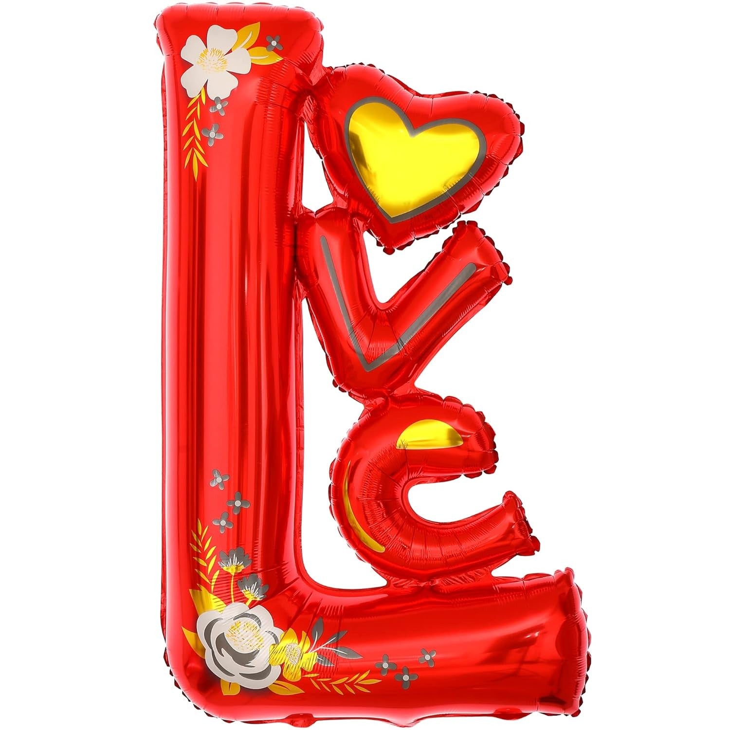Balon din Folie Metalizata, Flippy, Figurine, Model LOVE, Tematica Iubire, 110x64 cm, Ambalaj Individual, Pai Inclus,