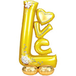 Balon din Folie Metalizata, Flippy, Figurine, Model LOVE, Tematica Iubire, 110x64 cm, Ambalaj Individual, Pai Inclus,
