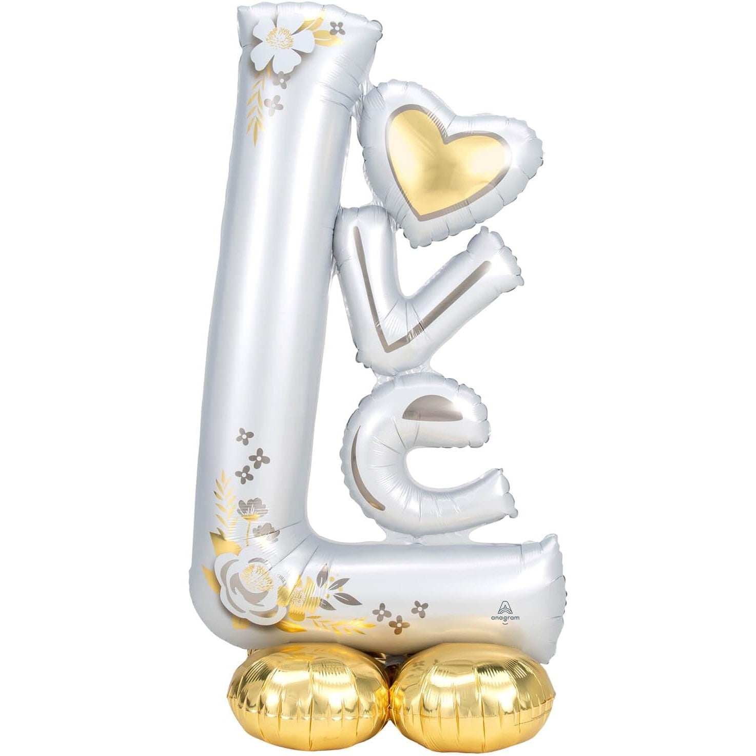 Balon din Folie Metalizata, Flippy, Figurine, Model LOVE, Tematica Iubire, 110x64 cm, Ambalaj Individual, Pai Inclus,