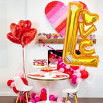 Balon din Folie Metalizata, Flippy, Figurine, Model LOVE, Tematica Iubire, 110x64 cm, Ambalaj Individual, Pai Inclus,