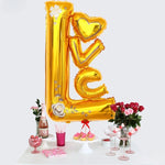 Balon din Folie Metalizata, Flippy, Figurine, Model LOVE, Tematica Iubire, 110x64 cm, Ambalaj Individual, Pai Inclus,