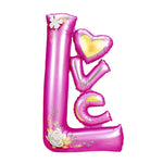 Balon din Folie Metalizata, Flippy, Figurine, Model LOVE, Tematica Iubire, 110x64 cm, Ambalaj Individual, Pai Inclus,