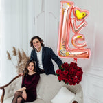 Balon din Folie Metalizata, Flippy, Figurine, Model LOVE, Tematica Iubire, 110x64 cm, Ambalaj Individual, Pai Inclus,