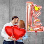 Balon din Folie Metalizata, Flippy, Figurine, Model LOVE, Tematica Iubire, 110x64 cm, Ambalaj Individual, Pai Inclus,