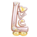 Balon din Folie Metalizata, Flippy, Figurine, Model LOVE, Tematica Iubire, 110x64 cm, Ambalaj Individual, Pai Inclus,