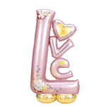 Balon din Folie Metalizata, Flippy, Figurine, Model LOVE, Tematica Iubire, 110x64 cm, Ambalaj Individual, Pai Inclus,
