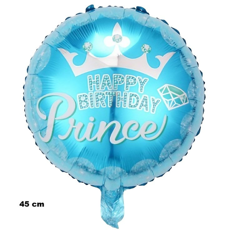 Balon din Folie Metalizata, Flippy, Figurine, Model Prince, Happy Birthday, Tematica Aniversare, 45 cm, Ambalaj