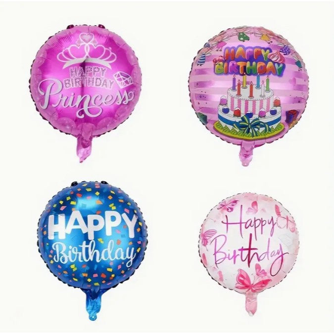 Balon din Folie Metalizata, Flippy, Figurine, Model Princess, Happy Birthday, Tematica Aniversare, 45 cm, Ambalaj