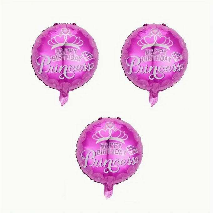 Balon din Folie Metalizata, Flippy, Figurine, Model Princess, Happy Birthday, Tematica Aniversare, 45 cm, Ambalaj