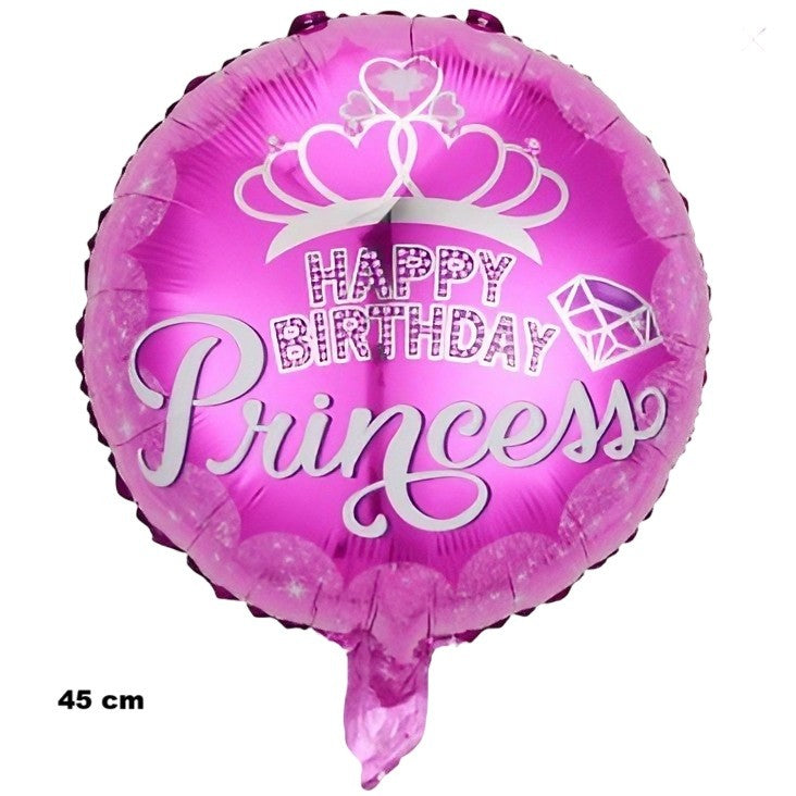 Balon din Folie Metalizata, Flippy, Figurine, Model Princess, Happy Birthday, Tematica Aniversare, 45 cm, Ambalaj