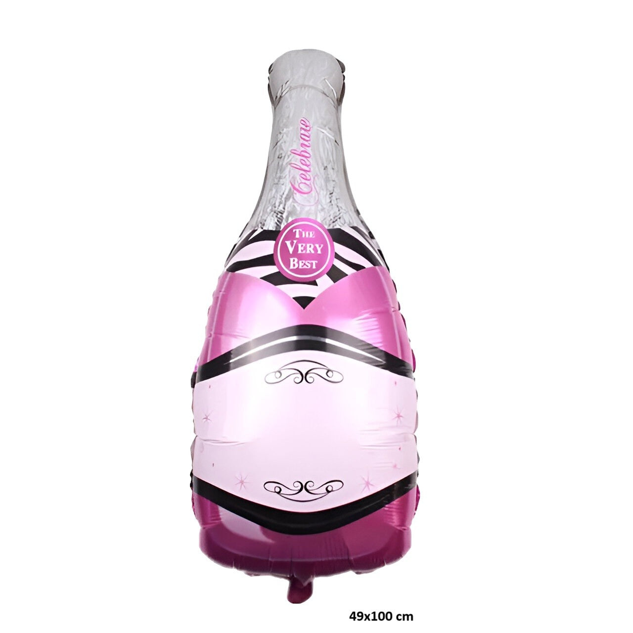 Balon din Folie Metalizata, Flippy, Figurine, Model Sticla de Sampanie, 49x100 cm, Ambalaj Individual, Pai Inclus,