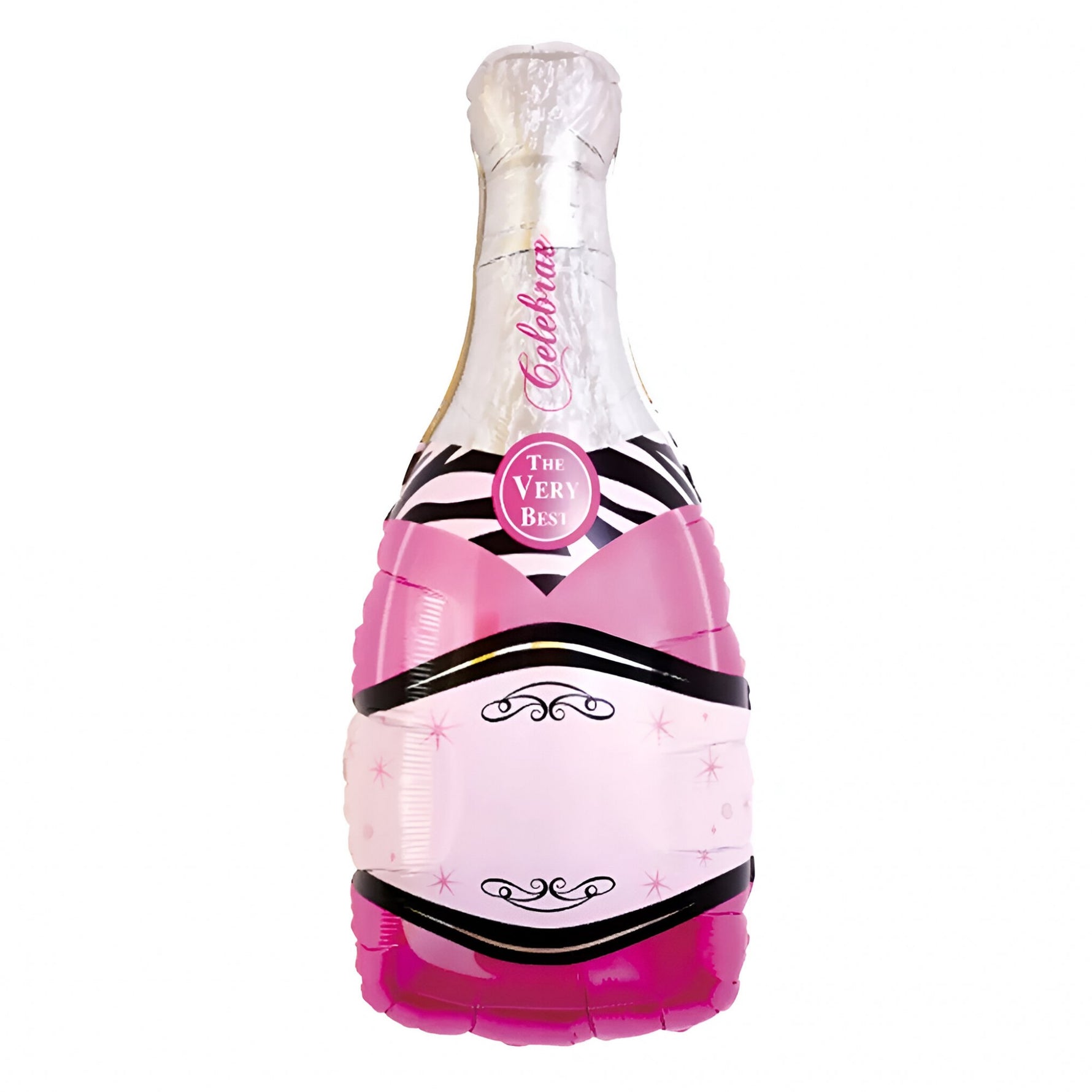 Balon din Folie Metalizata, Flippy, Figurine, Model Sticla de Sampanie, 49x100 cm, Ambalaj Individual, Pai Inclus,