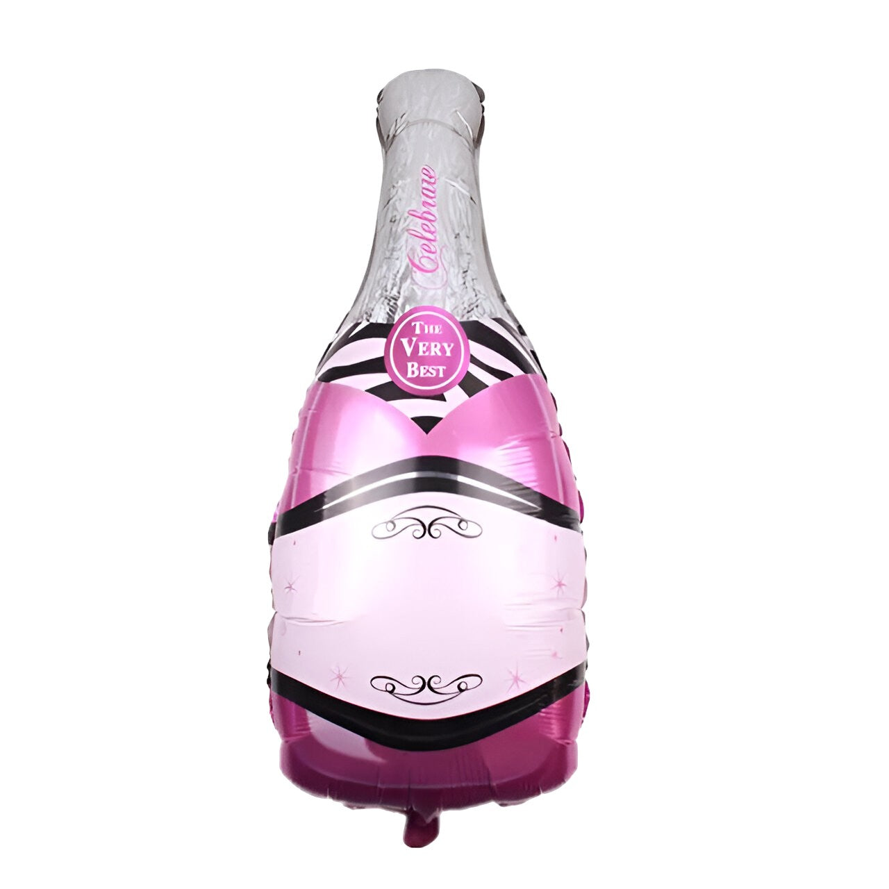 Balon din Folie Metalizata, Flippy, Figurine, Model Sticla de Sampanie, 49x100 cm, Ambalaj Individual, Pai Inclus,