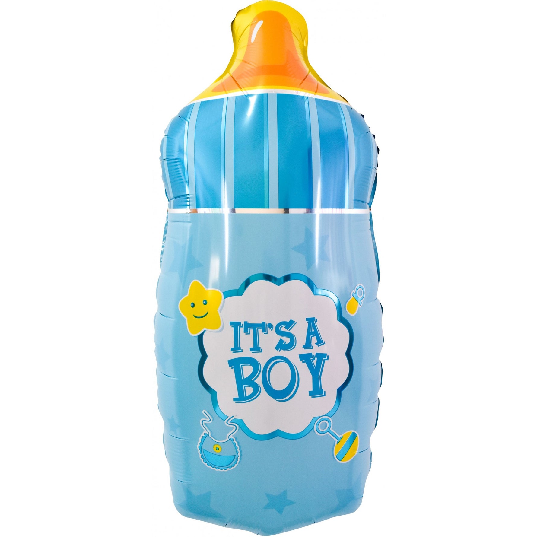 Balon din Folie Metalizata, Flippy, Mini Figurina Biberon, Model It's a Boy, Tematica Gender Reveal, 44x20 cm, Ambalaj