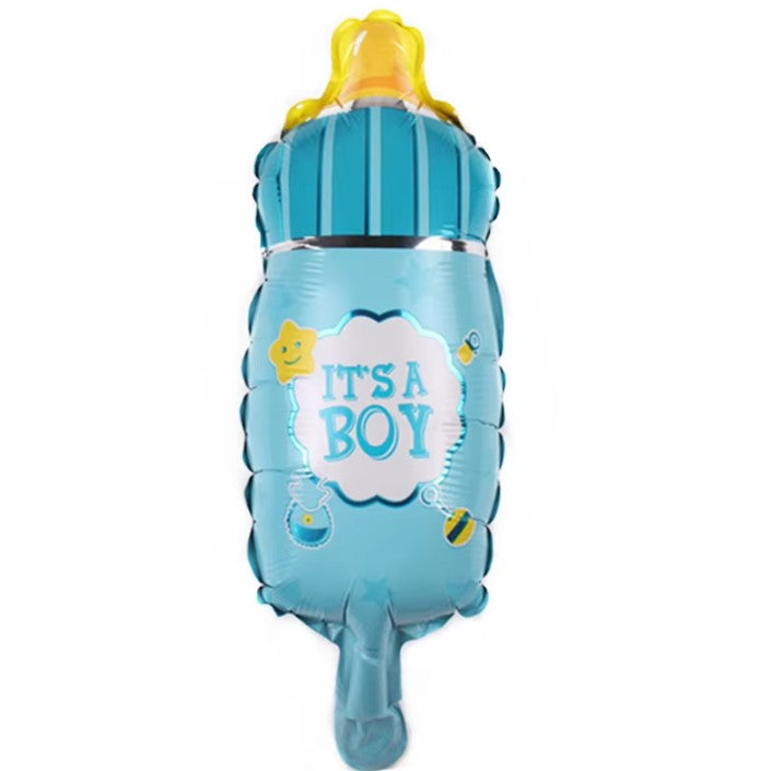 Balon din Folie Metalizata, Flippy, Mini Figurina Biberon, Model It's a Boy, Tematica Gender Reveal, 44x20 cm, Ambalaj