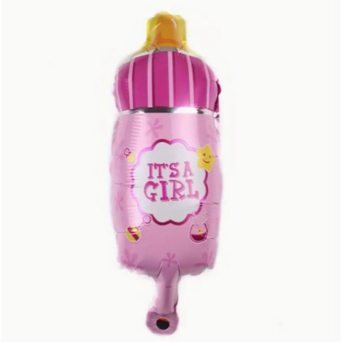 Balon din Folie Metalizata, Flippy, Mini Figurina Biberon, Model It's a Girl, Tematica Gender Reveal, 44x20 cm, Ambalaj