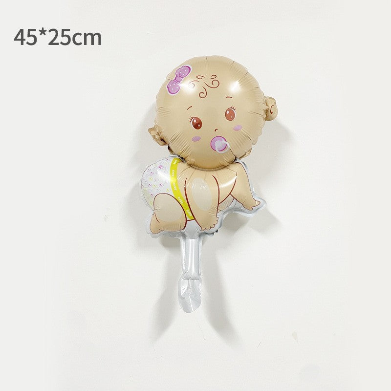Balon din Folie Metalizata, Flippy, Mini Figurina, Model Bebelus Fetita, Tematica Gender Reveal, 45x25 cm, Ambalaj