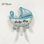 Balon din Folie Metalizata, Flippy, Mini Figurina, Model Carucior Bebelus, Tematica Gender Reveal, 39x29 cm, Ambalaj
