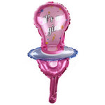 Balon din Folie Metalizata, Flippy, Mini Figurina, Model Suzeta, Tematica Gender Reveal, 23x50 cm, Ambalaj Individual,