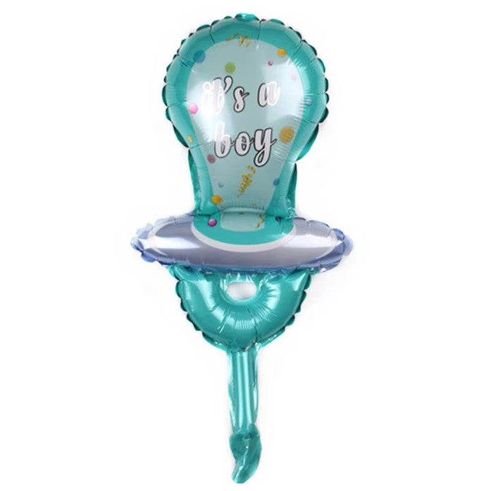 Balon din Folie Metalizata, Flippy, Mini Figurina, Model Suzeta, Tematica Gender Reveal, 23x50 cm, Ambalaj Individual,