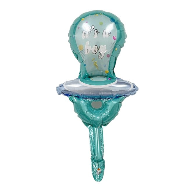 Balon din Folie Metalizata, Flippy, Mini Figurina, Model Suzeta, Tematica Gender Reveal, 23x50 cm, Ambalaj Individual,