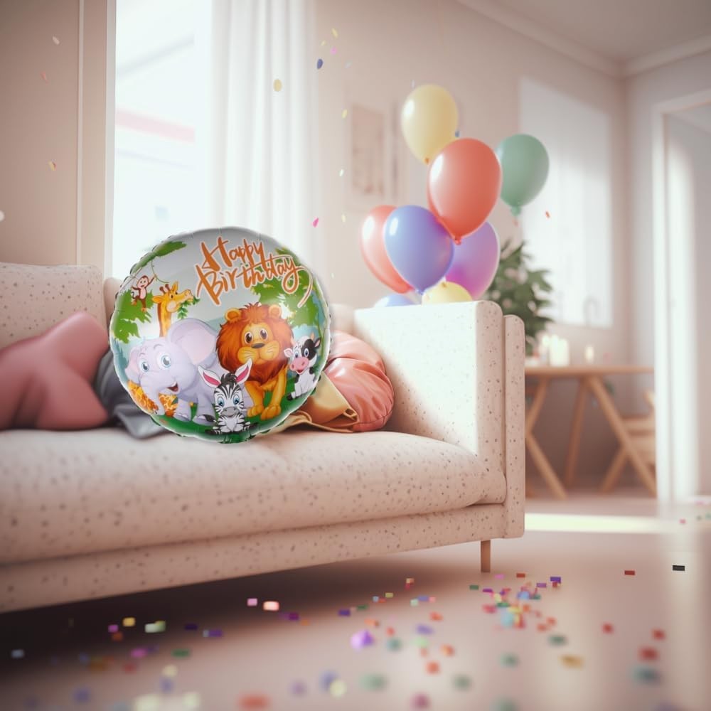 Balon din Folie Metalizata, Flippy, Mini Figurina Rotunda, Model Animalute, Happy Birthday, Tematica Aniversare, 45 cm,
