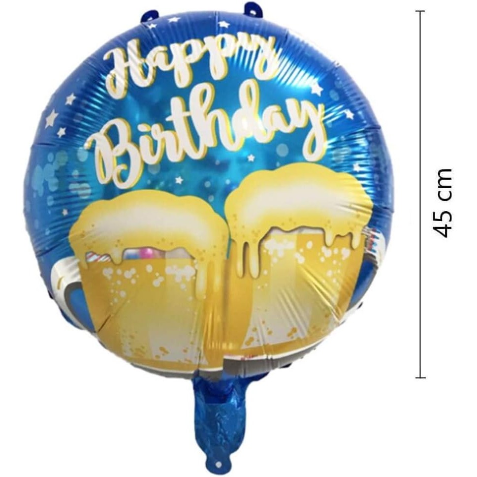 Balon din Folie Metalizata, Flippy, Mini Figurina Rotunda, Model Halbe de Bere, Happy Birthday, Tematica Aniversare, 45