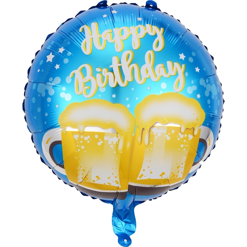 Balon din Folie Metalizata, Flippy, Mini Figurina Rotunda, Model Halbe de Bere, Happy Birthday, Tematica Aniversare, 45