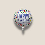 Balon din Folie Metalizata, Flippy, Mini Figurina Rotunda, Model Happy Birthday, Tema Aniversare, 45 cm, Ambalaj