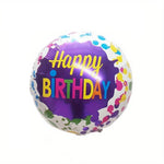 Set 3 Baloane din Folie Metalizata, Flippy, Mini Figurina Rotunda, Model Happy Birthday, 45 cm, Ambalaj Individual, Pai