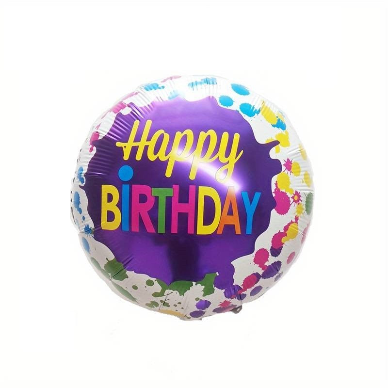 Set 3 Baloane din Folie Metalizata, Flippy, Mini Figurina Rotunda, Model Happy Birthday, 45 cm, Ambalaj Individual, Pai