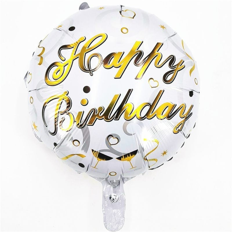 Balon din Folie Metalizata, Flippy, Mini Figurina Rotunda, Model Happy Birthday, Tema Aniversare, 45 cm, Ambalaj