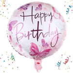 Balon din Folie Metalizata, Flippy, Mini Figurina Rotunda, Model Happy Birthday Fluturasi, Tema Aniversare, 45 cm,