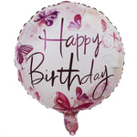 Balon din Folie Metalizata, Flippy, Mini Figurina Rotunda, Model Happy Birthday Fluturasi, Tema Aniversare, 45 cm,