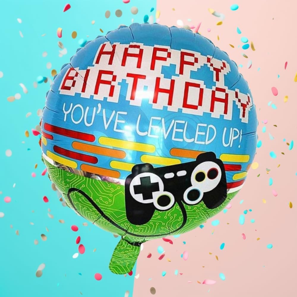 Balon din Folie Metalizata, Flippy, Mini Figurina Rotunda, Model Happy Birthday Gamer, Tema Aniversare, 45 cm, Ambalaj