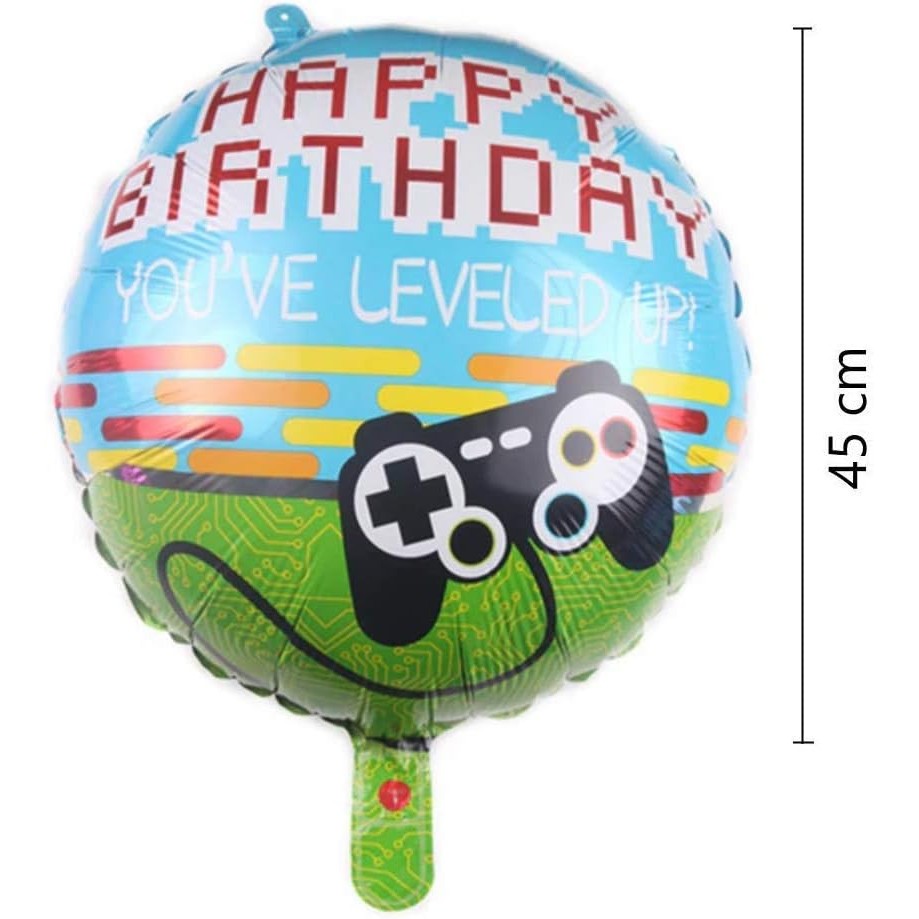 Balon din Folie Metalizata, Flippy, Mini Figurina Rotunda, Model Happy Birthday Gamer, Tema Aniversare, 45 cm, Ambalaj
